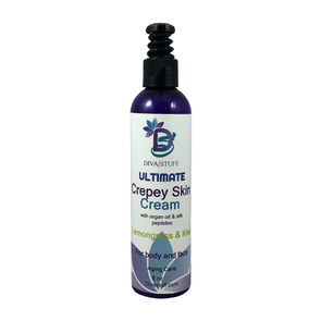 Ultimate Crepey Skin Cream With Hyaluronic Acid, Argan Oil, Silk Peptides and More, For Dry, Crepey. Damaged and Aging Skin, 8oz,Lemongrass and Kiwi Scent